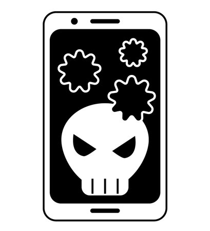 Illustration of smartphone infected with virusのイラスト素材