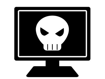 Skull mark hacked computer image illustrationのイラスト素材