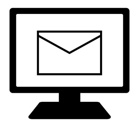 Simple illustration of mail icon on monochrome computer screenのイラスト素材