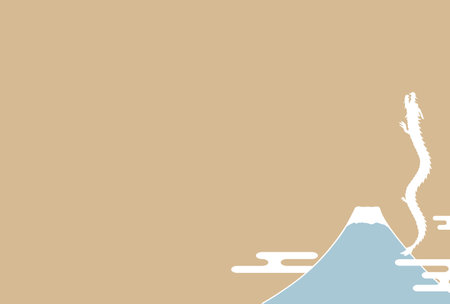 Simple dragon and Mt. Fuji New Year's card materialのイラスト素材