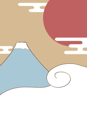 New Year's card material of Mt. Fuji and the Japanese flagのイラスト素材