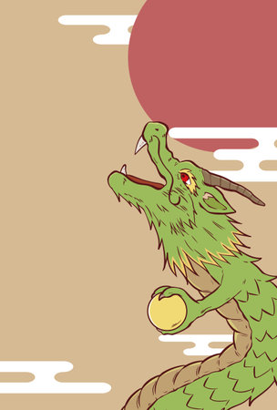 Dragon New Year's card materialのイラスト素材