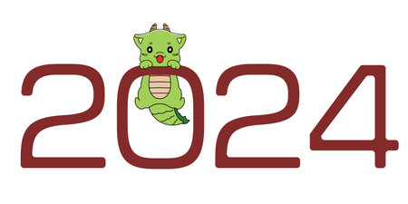 2024 numbers and dragon New Year's illustration