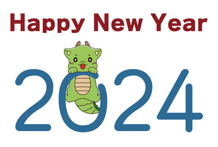 2024 New Year's cards for dragon charactersのイラスト素材