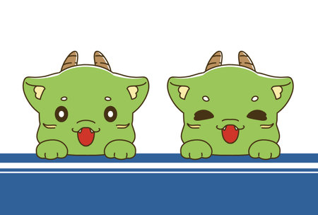 New Year's card material of smiling dragon characterのイラスト素材