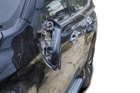 Car accident broken car rearview mirror. car accidentの写真素材