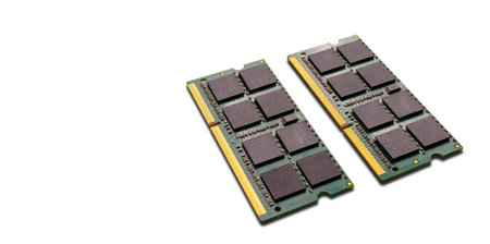 Close up computer, laptop memory, RAM on white background. DDR RAM Random Access Memory isolated on...