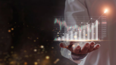 Hand of businessman with global internet connection application technology and digital marketing,...