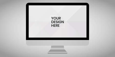 Computer screen on white background mock up. Computer modern monitor design. mock up isolated on gray background PSD. Save with clipping path.の写真素材