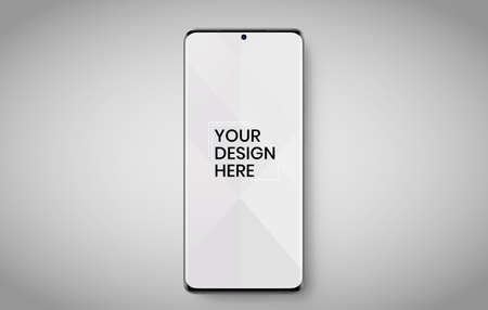 smartphone screen on white background mock up. Phone modern screen design. mock up isolated on gray background PSD. Save with clipping path.の写真素材