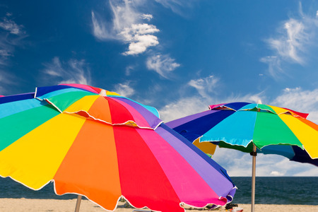 Colorful beach umbrellasの写真素材