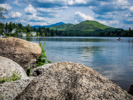Mirror Lake in Adirondack, New Yorkの写真素材