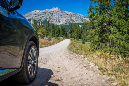 Stock photo of unpaved mountain road