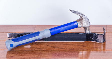 Hardwood floor and installation toolsの写真素材
