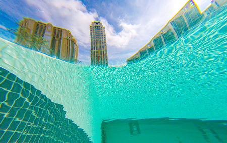 Underwater view from the outdoor poolの写真素材