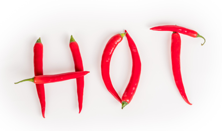 Red Hot Peppers Isolated on White Backgroundの写真素材