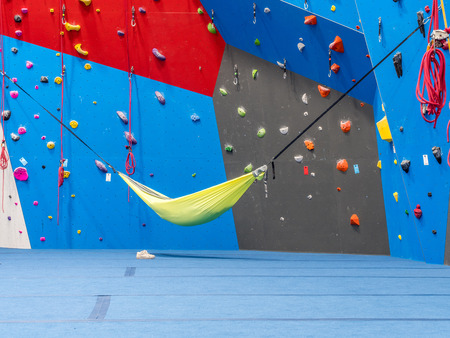 Walls of indoor rock climbing gymの写真素材