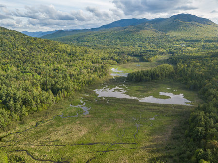 Aerial panaroma of Adirondack Mountains