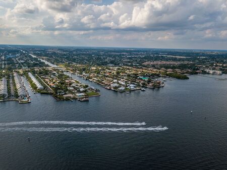 Flight over the Atlantic Coast of South Floridaの写真素材