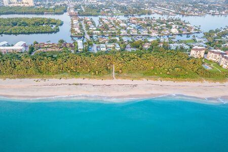 Flight over the Atlantic Coast of South Floridaの写真素材