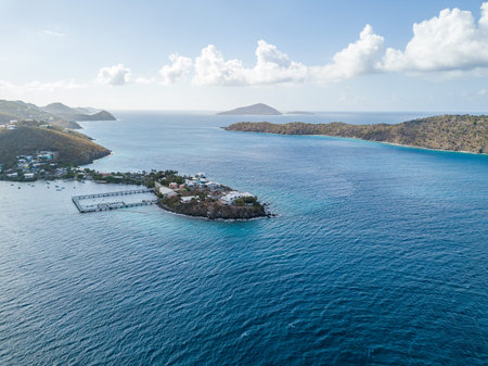 Aerial view of Caribbean Sea and Virgin Islands