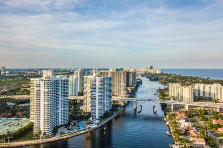 Flight over the Atlantic Coast of South Floridaの写真素材