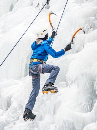 Ice climbing in Adirondack Mountainsの写真素材