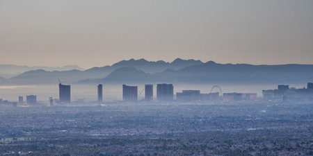 Early morning Las Vegas Valley view from the top of Lone Mountain