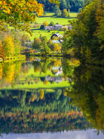 Fall Foliage colors in Vermont rural landscapeの写真素材