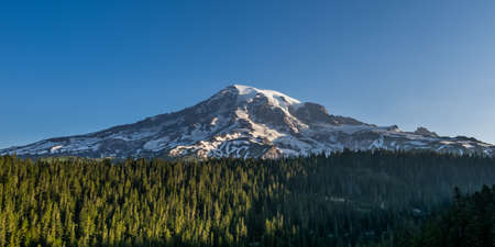 Panorama of Mount Rainier in the morning lightの写真素材