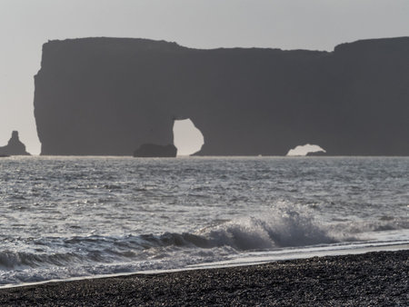 Contrast sunset light at Reynisfjara Beach