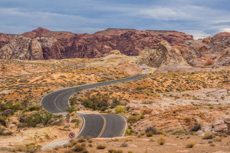 Road in the Valley of Fire State Park in Nevadaの写真素材