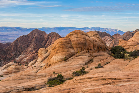 Geological formations at Yant Flats area in St. George Utah regionの写真素材