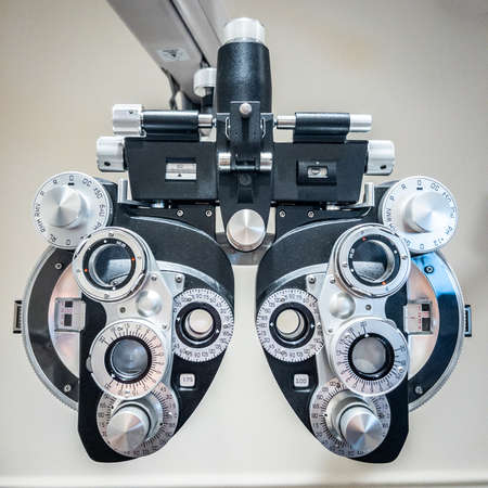 Equipment for eye test in ophthalmology clinicの写真素材