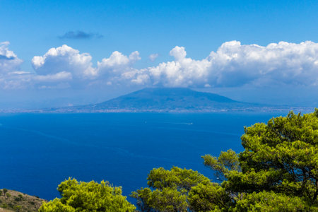 Mount Vesuvius view from Capri island Monte Solaroの写真素材