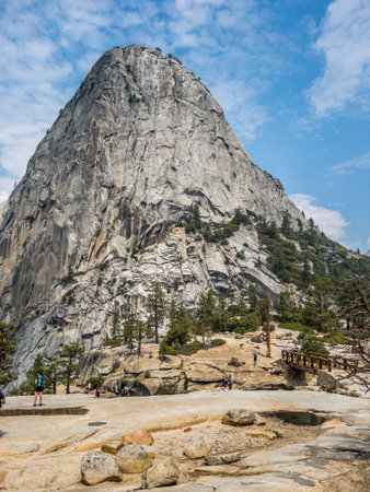 Top point of Nevada Falls in Yosemite National Parkの写真素材