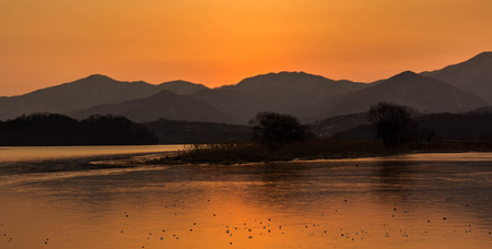 Sunset in koreaの写真素材