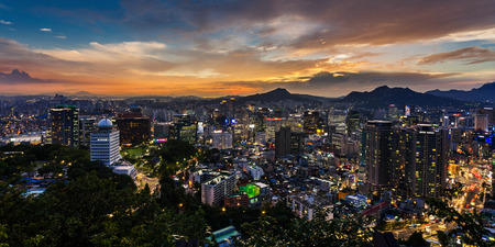 South Korea city twilightのeditorial素材