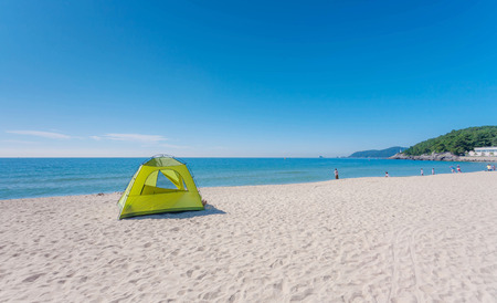 Camping on the Beachの写真素材