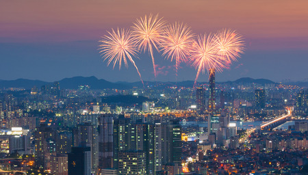 Fireworks Festival in Seoul, South Korea.の写真素材
