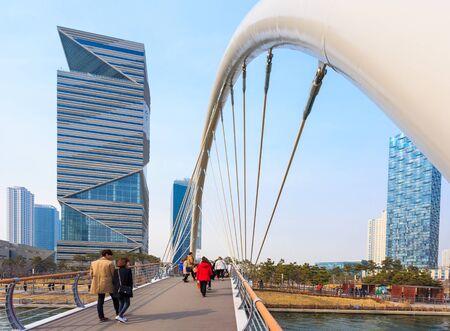 Songdo,South Korea - March 08, 2015: Songdo Central Park in Songdo International Business District, Incheon South Korea.のeditorial素材