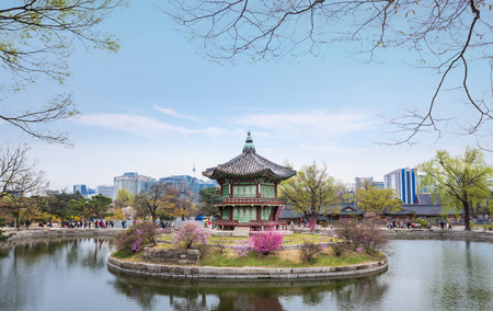 Gyeongbokgung Palace in Spring at Seoul, South Koreaのeditorial素材