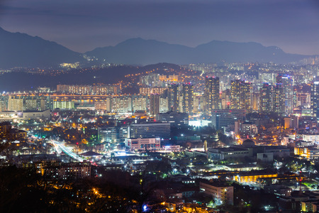 Seoul City at Night, South Koreaの写真素材