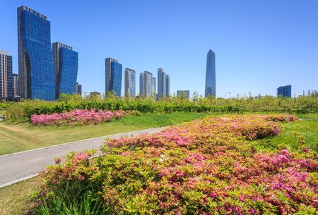Songdo Central Park in Songdo  District Incheon South Korea.のeditorial素材