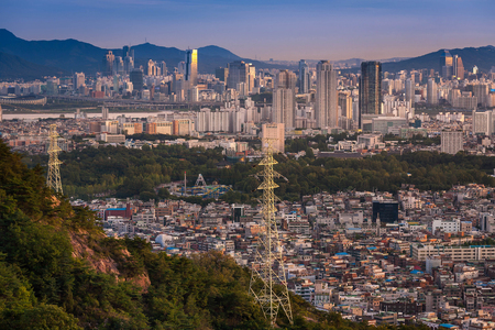 Seoul City Skyline, South Korea.の写真素材