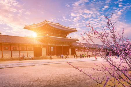 Gyeongbokgung palace in spring, South Korea.の写真素材