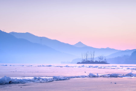 Winter in Korea, Dumulmeori and  Ice lake of Yangpyeong in Winter in korea, South Korea.