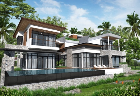 Render Of Building Tropical Modern Pool House In Thailand Render Of Building Tropical Modern