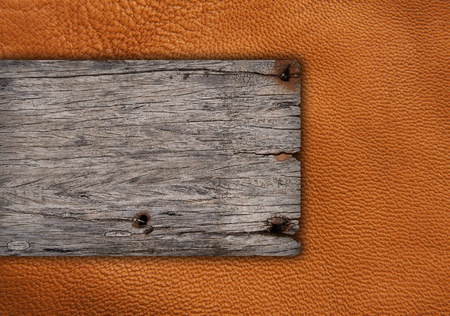Wood on Brown leather texture background の写真素材