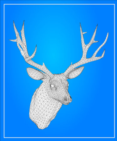 Deer isolated on blue background